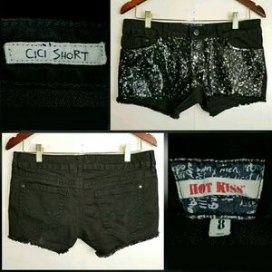 Hot Kiss Sequin Shorts Size 8 Black